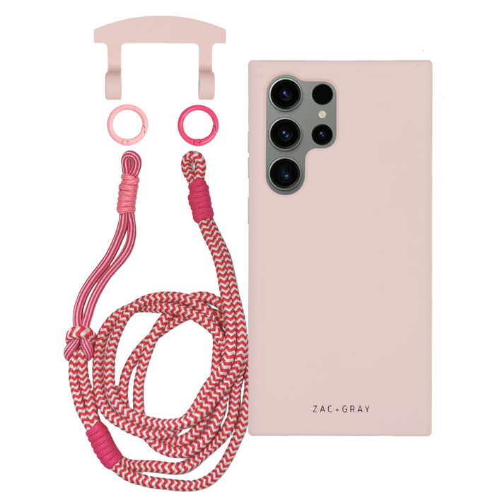 Samsung S23 Ultra ROSÉ PINK CASE + KNOTTED CORD
