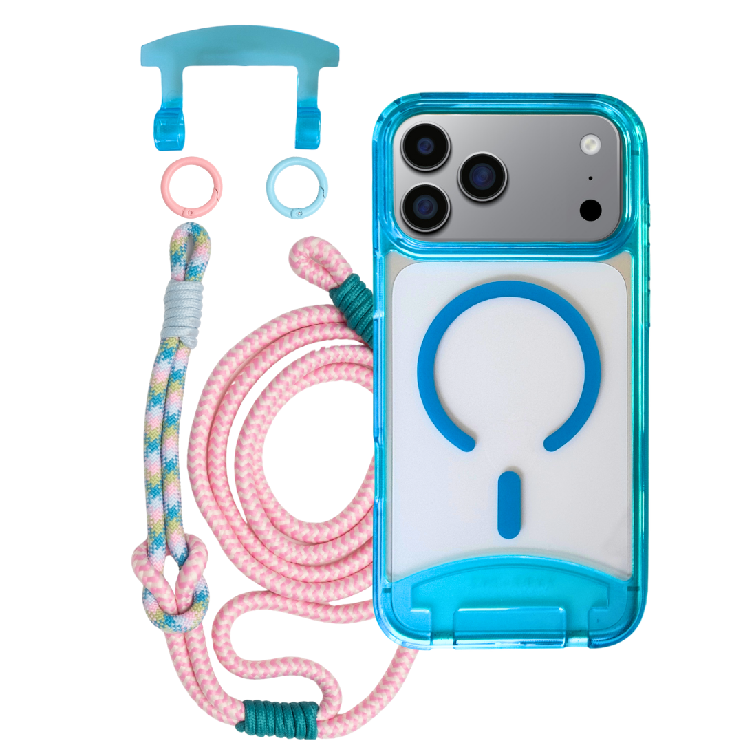 iPhone 17 Pro AQUAMARINE TRANSPARENT CASE + KNOTTED CORD