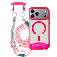 iPhone 17 Pro HOT PINK TRANSPARENT CASE + KNOTTED CORD