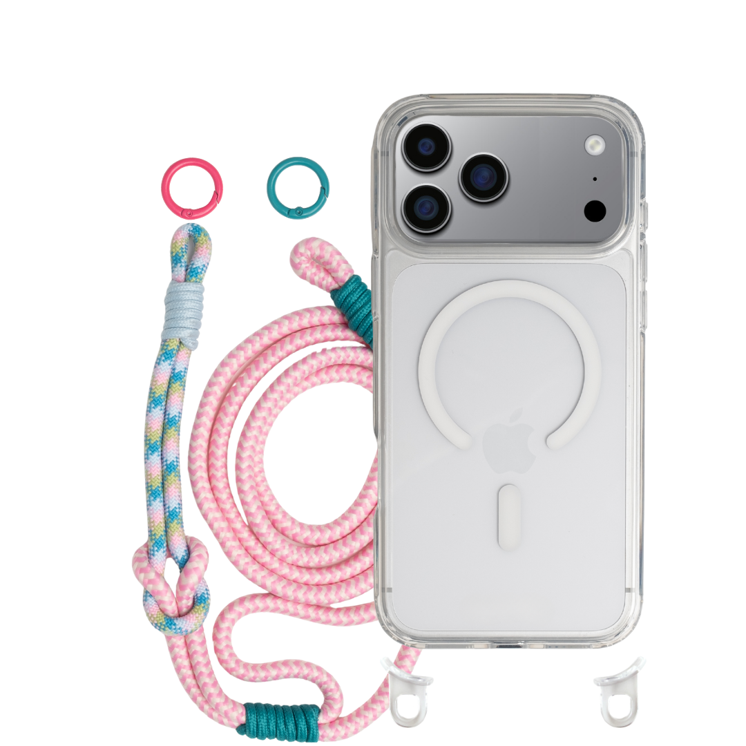 iPhone 17 Pro CRYSTAL CLEAR TRANSPARENT CASE + KNOTTED CORD