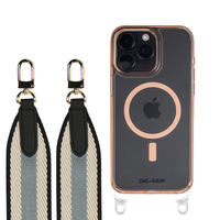 iPhone 16 Plus POWDER PINK TRANSPARENT CASE + PATTERNED STRAP