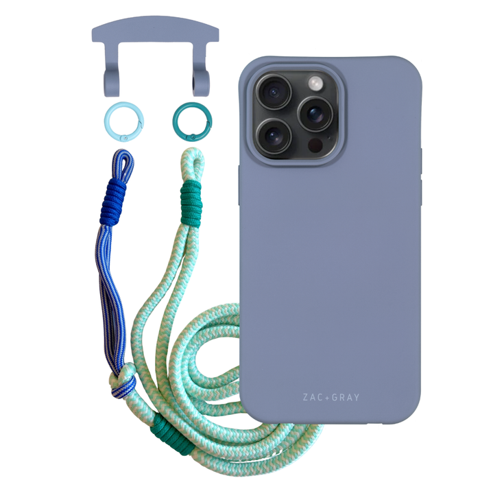 iPhone 15 Pro Max BLUE FOG CASE + KNOTTED CORD