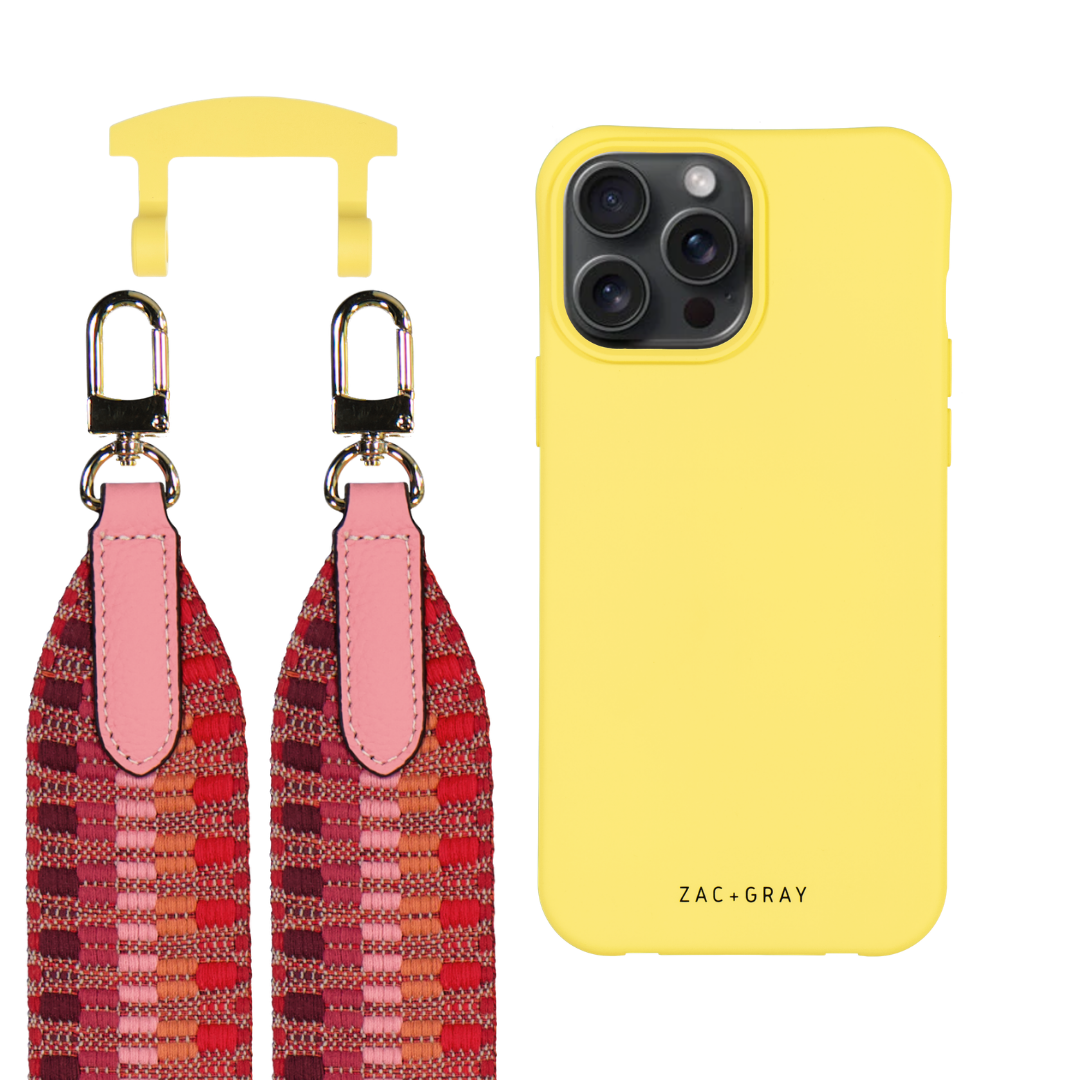 iPhone 6 / 6s / 7 / 8 / SE (2020 & 2022) SUNSHINE YELLOW CASE + PATTERNED STRAP