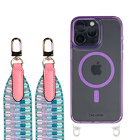 iPhone 16 LAVENDER TRANSPARENT CASE + PATTERNED STRAP