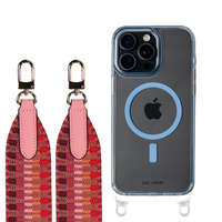 iPhone 16 Pro SKY BLUE TRANSPARENT CASE + PATTERNED STRAP