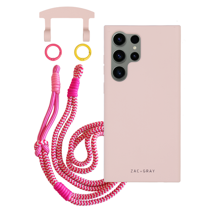 Samsung S25 Ultra ROSÉ PINK CASE + KNOTTED CORD