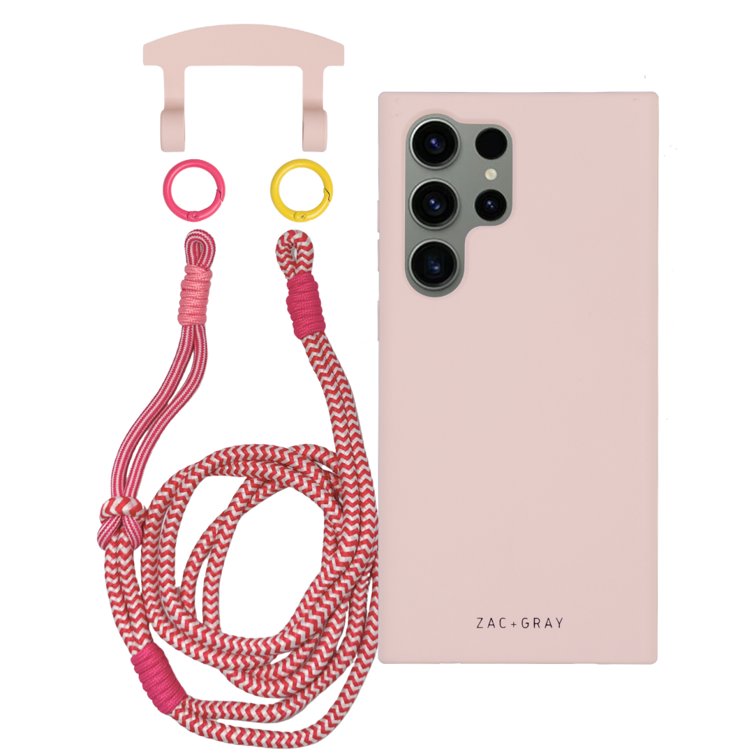 Samsung S24 Ultra ROSÉ PINK CASE + KNOTTED CORD