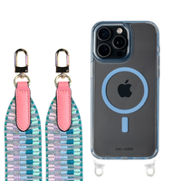 iPhone 16 Pro SKY BLUE TRANSPARENT CASE + PATTERNED STRAP