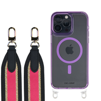 iPhone 16 LAVENDER TRANSPARENT CASE + PATTERNED STRAP