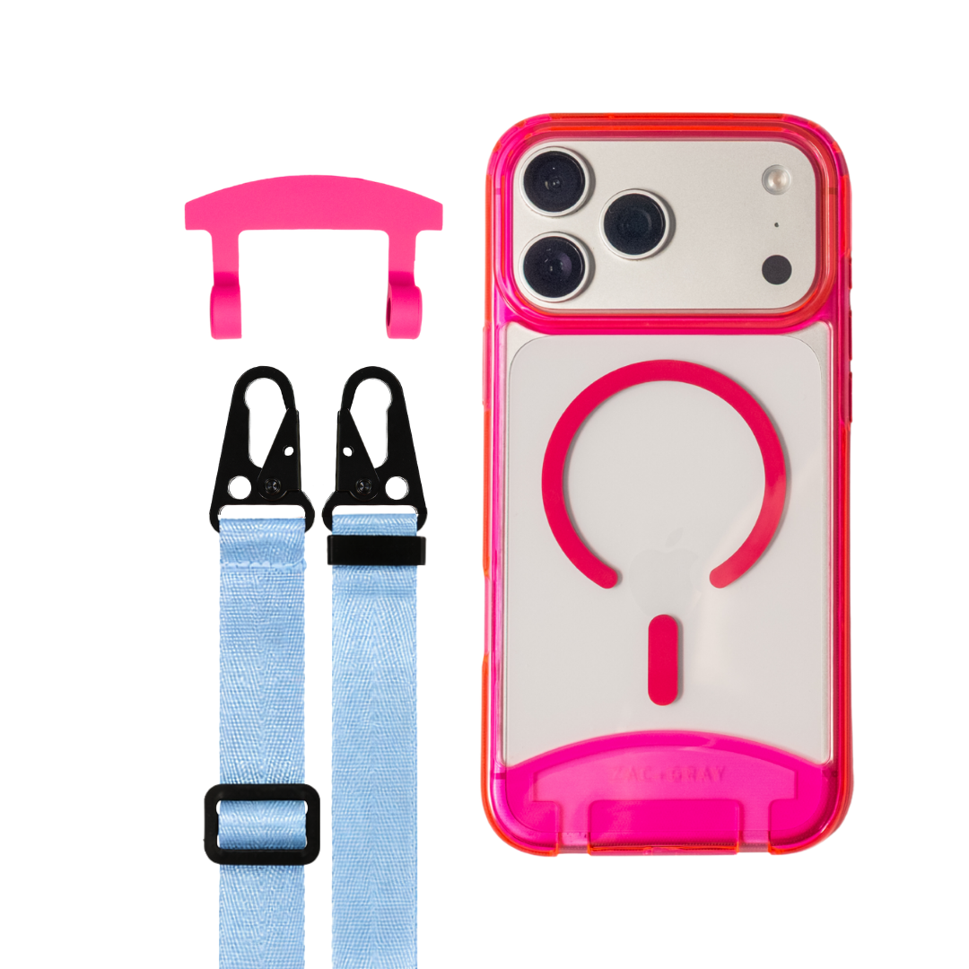 HOT PINK TRANSPARENT CASE + STRAP