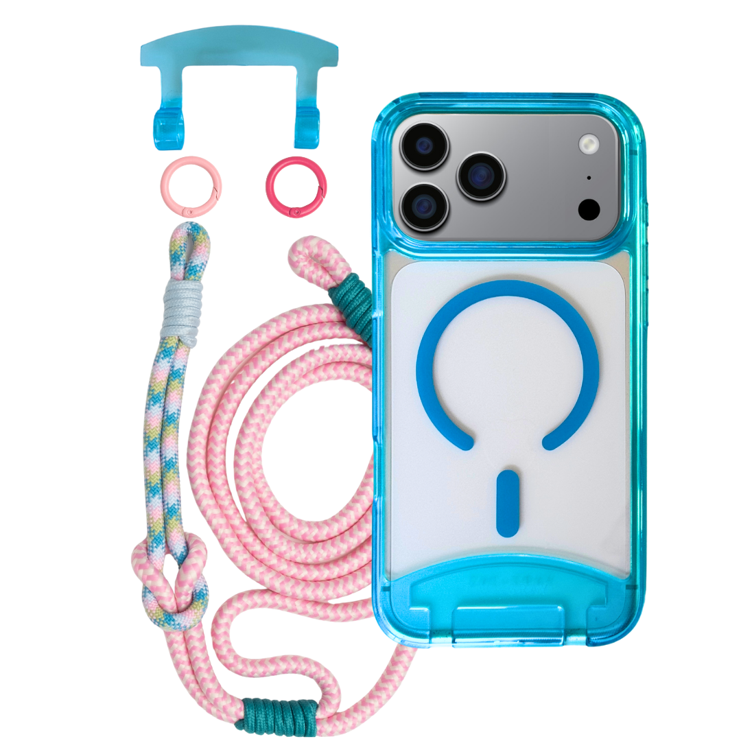 iPhone 17 Pro AQUAMARINE TRANSPARENT CASE + KNOTTED CORD