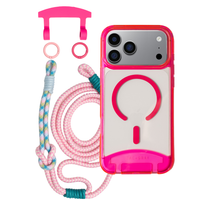 iPhone 17 Pro HOT PINK TRANSPARENT CASE + KNOTTED CORD