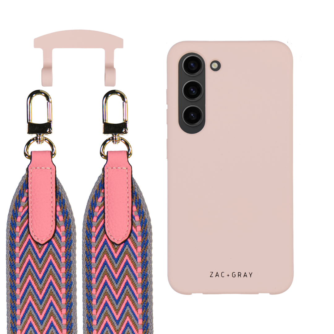 Samsung S23 Plus ROSÉ PINK CASE + PATTERNED STRAP