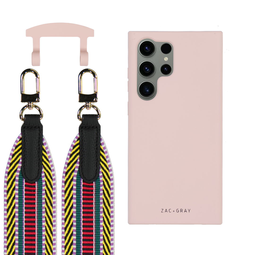Samsung S25 Ultra ROSÉ PINK CASE + PATTERNED STRAP
