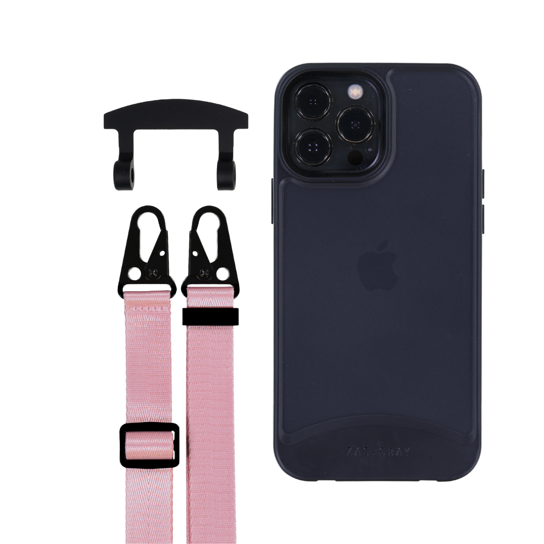 iPhone 12 Pro Max FROSTED MIDNIGHT BLACK CASE + STRAP