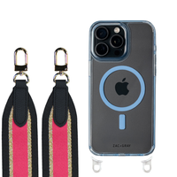 iPhone 16 Pro SKY BLUE TRANSPARENT CASE + PATTERNED STRAP