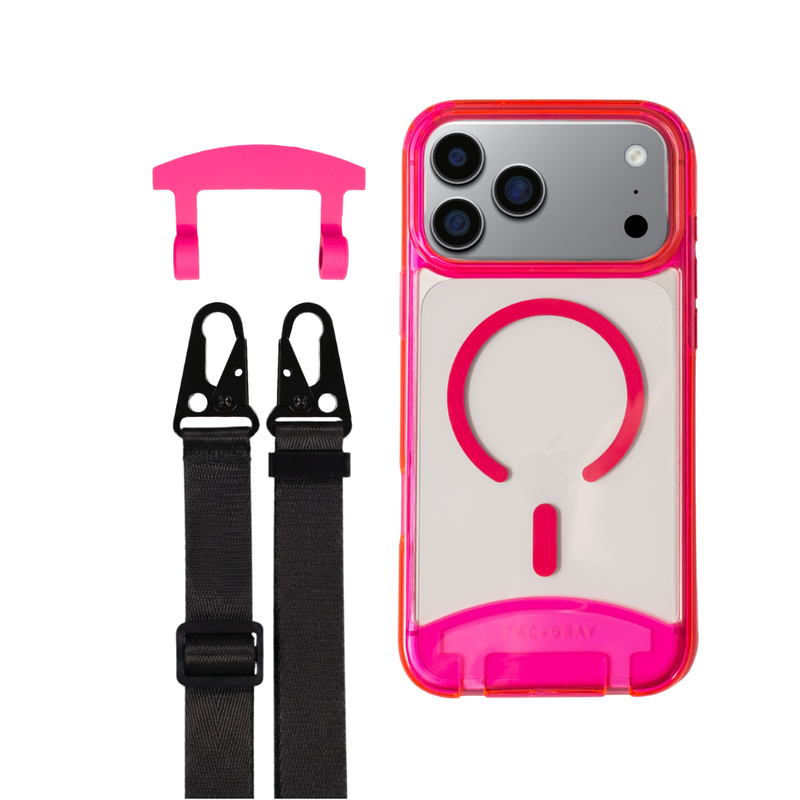 iPhone 17 Pro Max HOT PINK TRANSPARENT CASE + STRAP – ZAC+GRAY