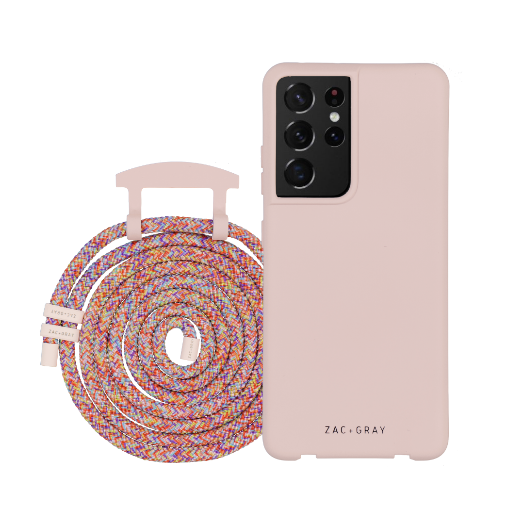 Samsung S20 Plus ROSÉ PINK CASE + RAINBOW RED CORD