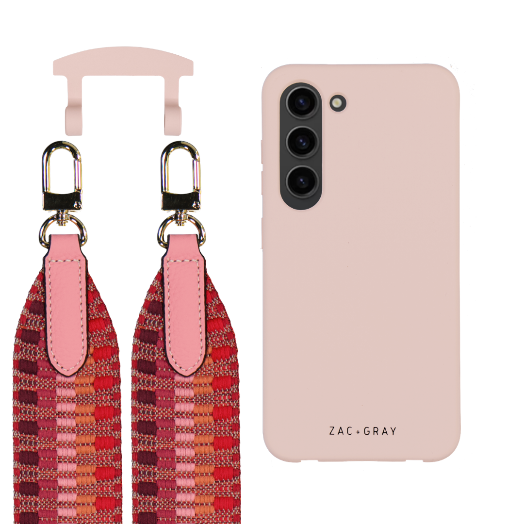 Samsung S23 Plus ROSÉ PINK CASE + PATTERNED STRAP