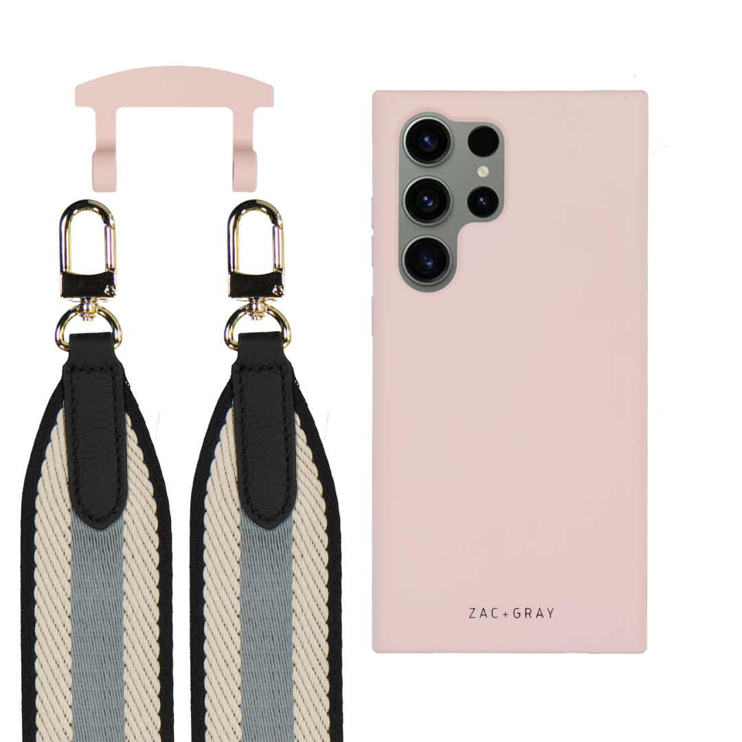 Samsung S25 Ultra ROSÉ PINK CASE + PATTERNED STRAP