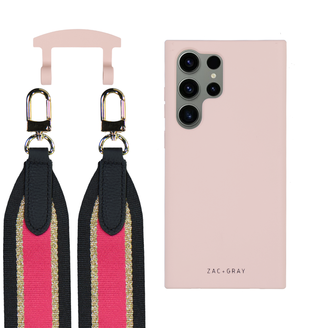 Samsung S25 Ultra ROSÉ PINK CASE + PATTERNED STRAP