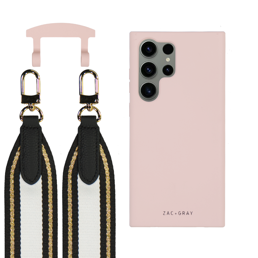 Samsung S25 Ultra ROSÉ PINK CASE + PATTERNED STRAP