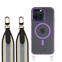 iPhone 16 LAVENDER TRANSPARENT CASE + PATTERNED STRAP
