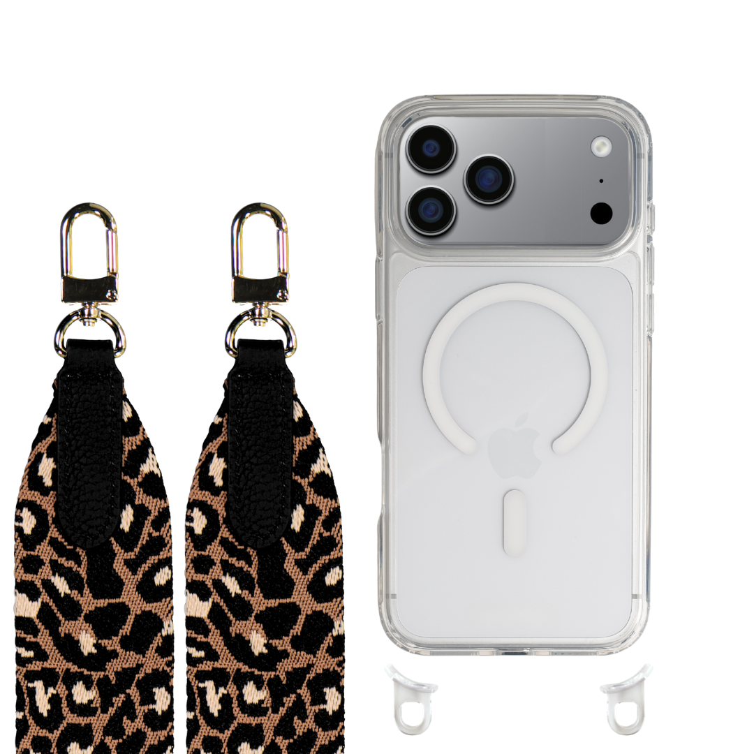 iPhone 17 Pro CRYSTAL CLEAR TRANSPARENT CASE + PATTERNED STRAP