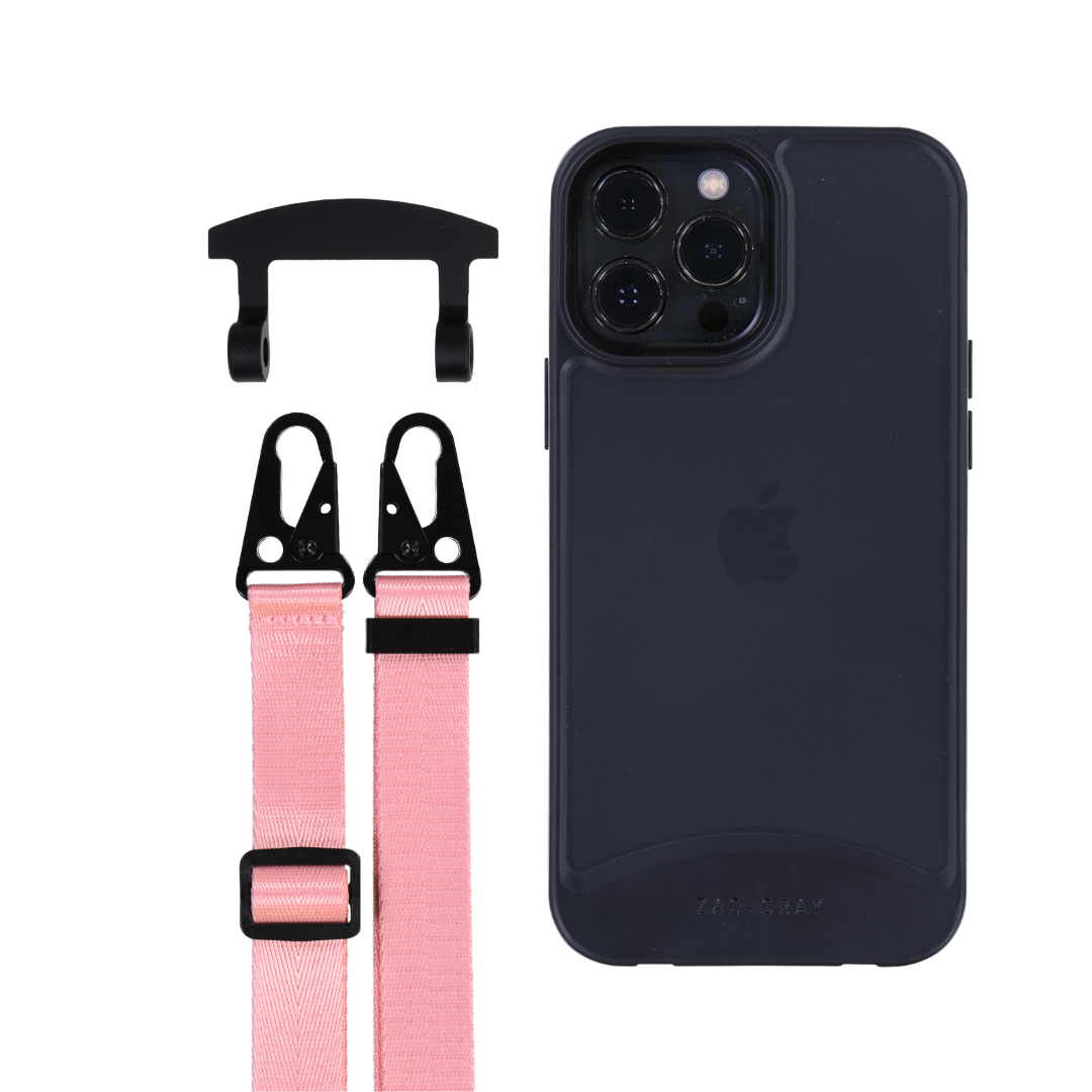 iPhone 12 Pro Max FROSTED MIDNIGHT BLACK CASE + STRAP