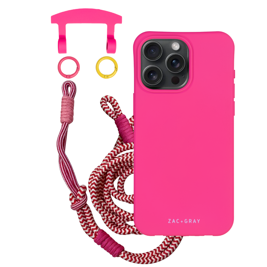 iPhone 11 HOT PINK CASE + KNOTTED CORD