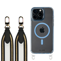 iPhone 16 Pro SKY BLUE TRANSPARENT CASE + PATTERNED STRAP