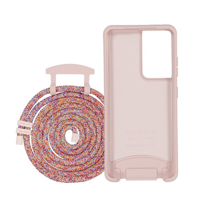 Samsung S20 Plus ROSÉ PINK CASE + RAINBOW RED CORD