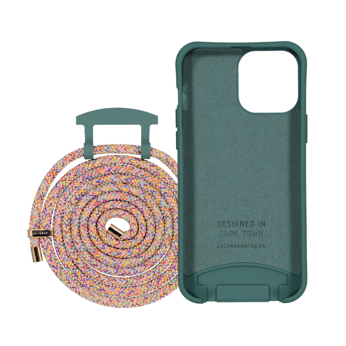 iPhone 15 Pro TIDAL TEAL CASE + RAINBOW CORD