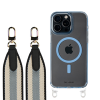 iPhone 16 Pro SKY BLUE TRANSPARENT CASE + PATTERNED STRAP