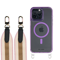 iPhone 16 LAVENDER TRANSPARENT CASE + PATTERNED STRAP