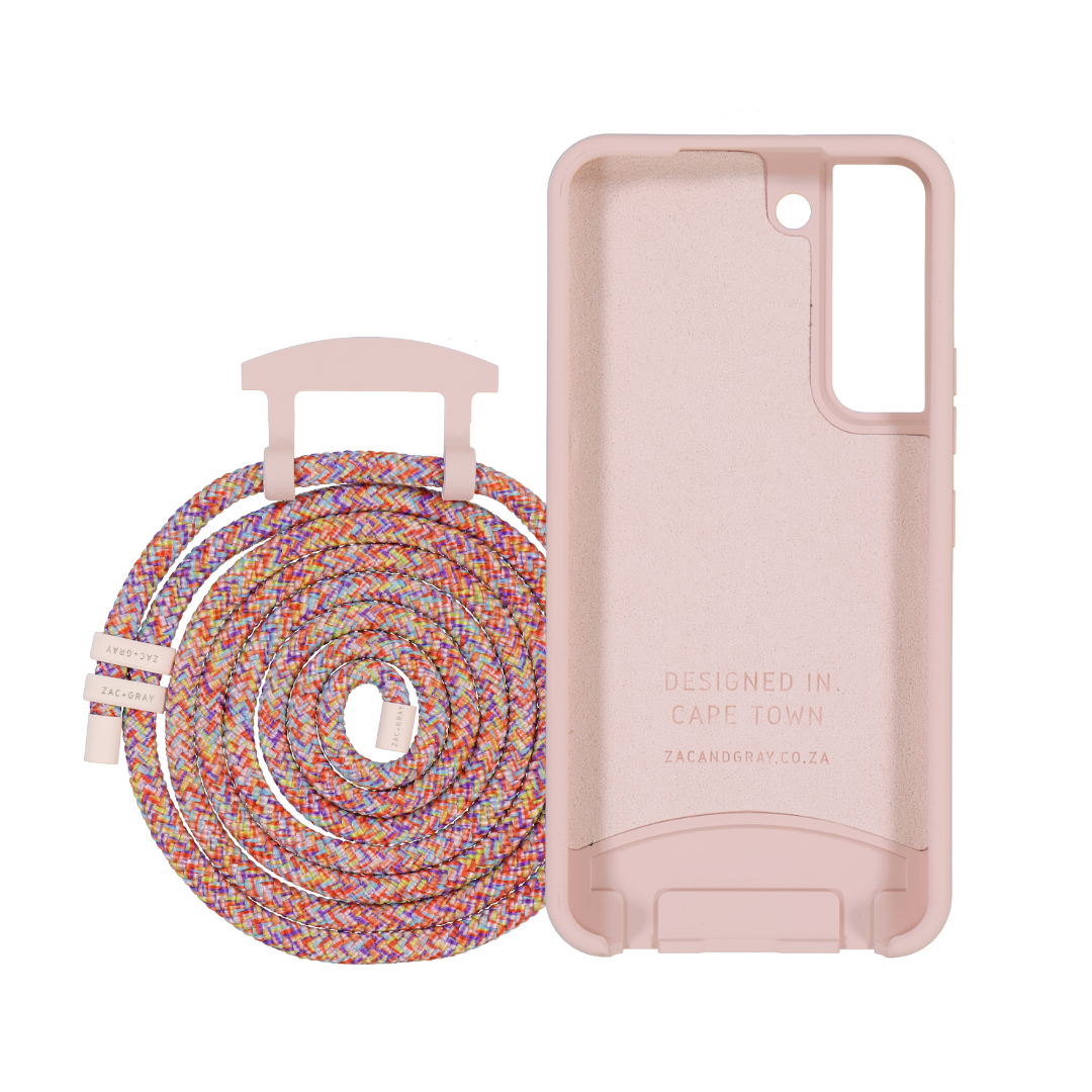 Samsung S21 Plus ROSÉ PINK CASE + RAINBOW RED CORD