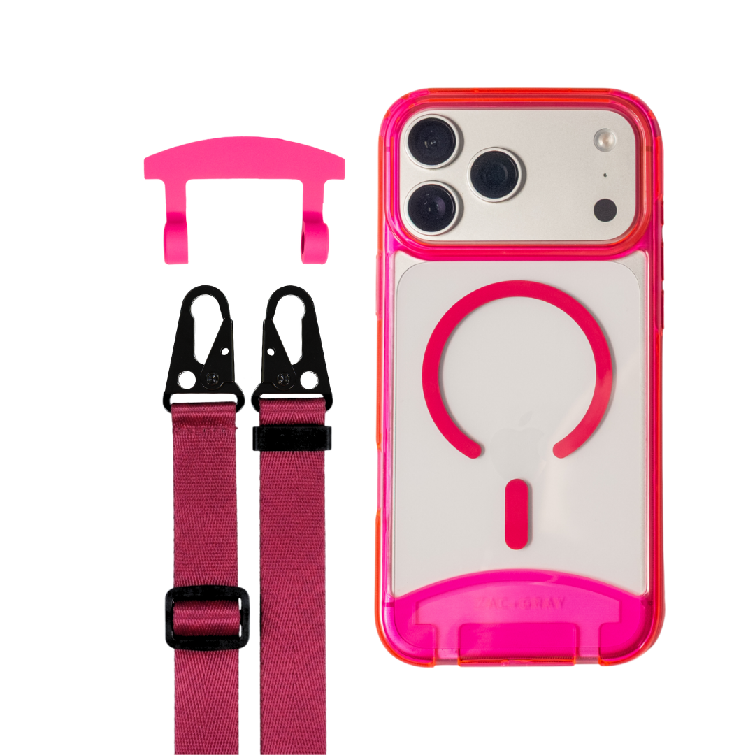 HOT PINK TRANSPARENT CASE + STRAP