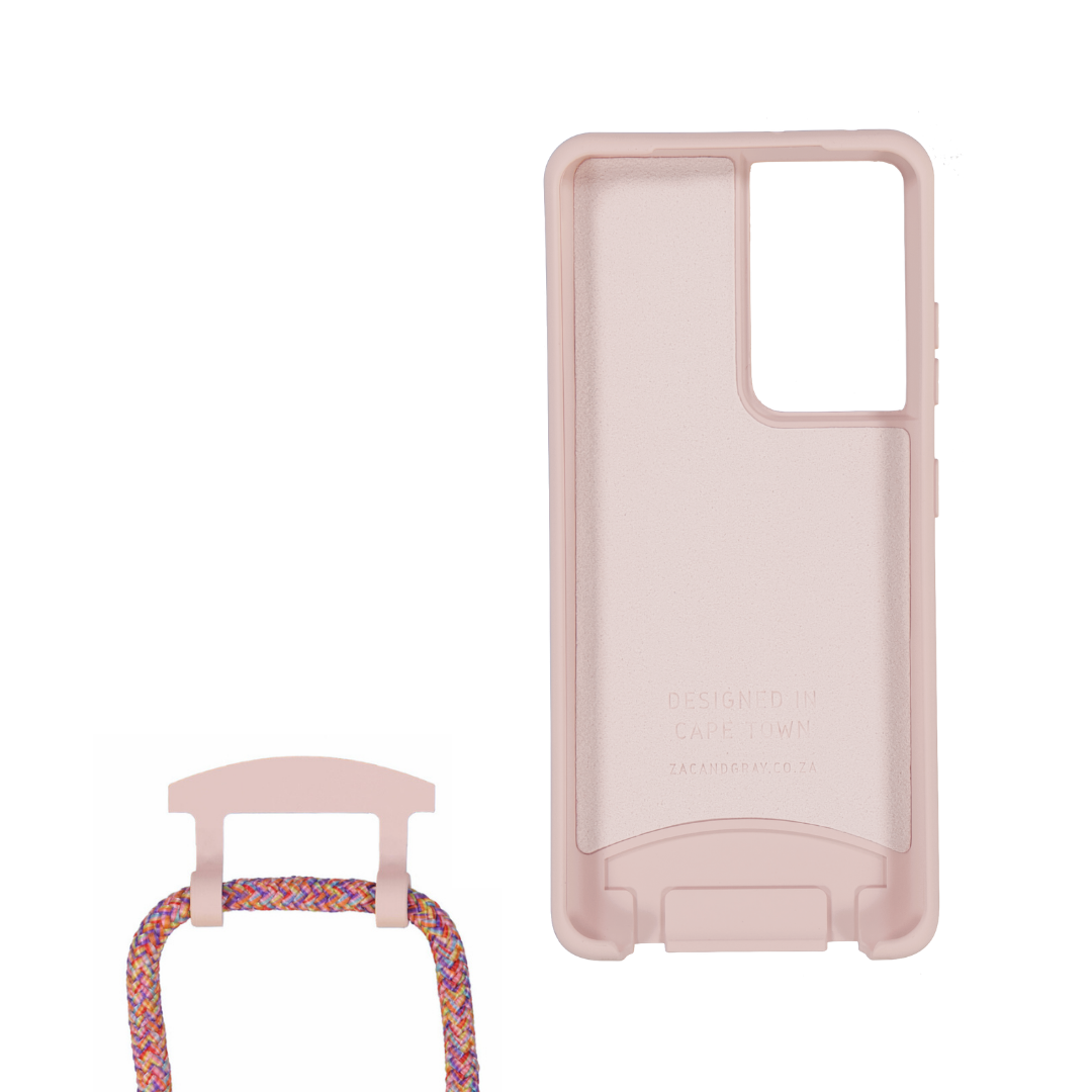 Samsung S20 Plus ROSÉ PINK CASE + RAINBOW RED CORD