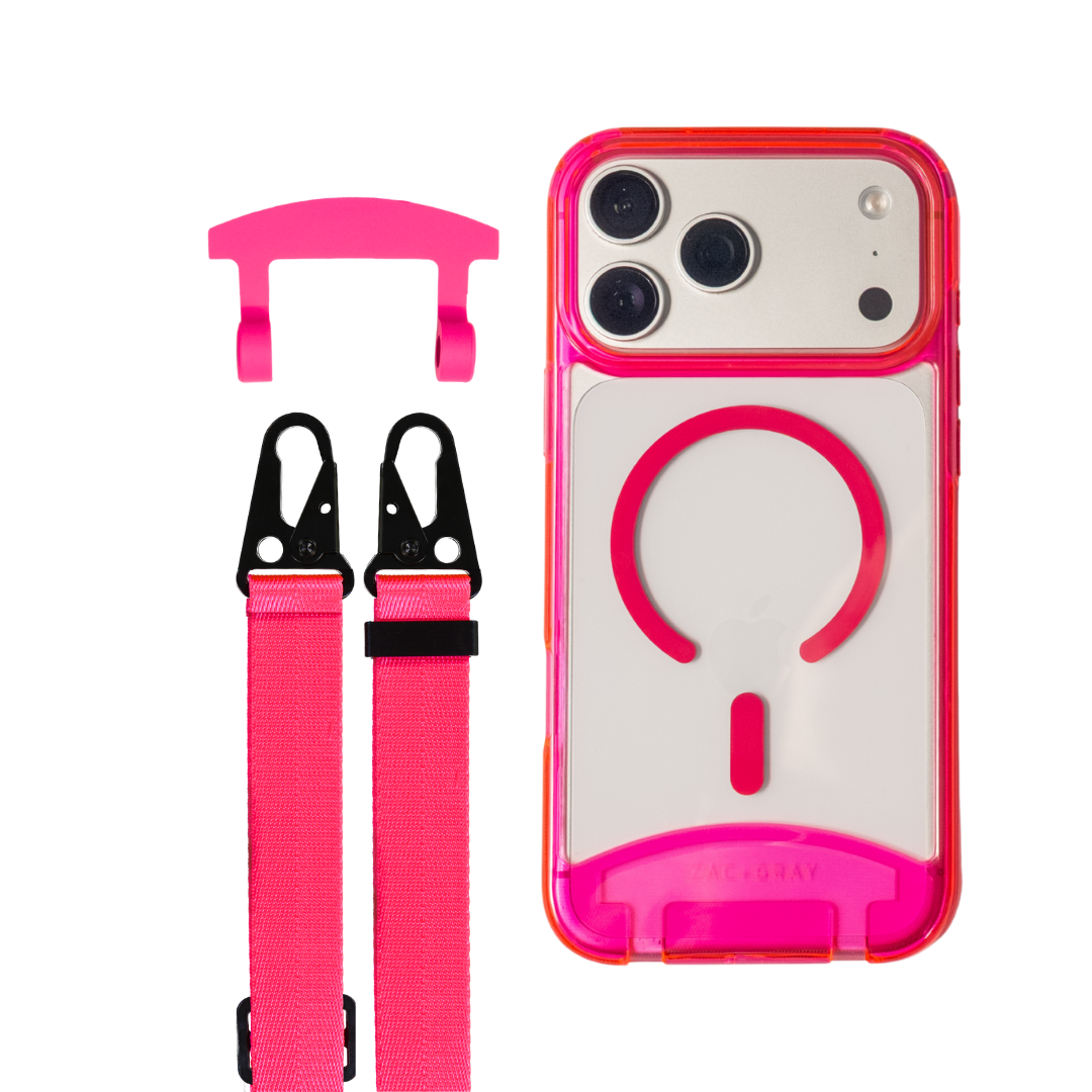 HOT PINK TRANSPARENT CASE + STRAP