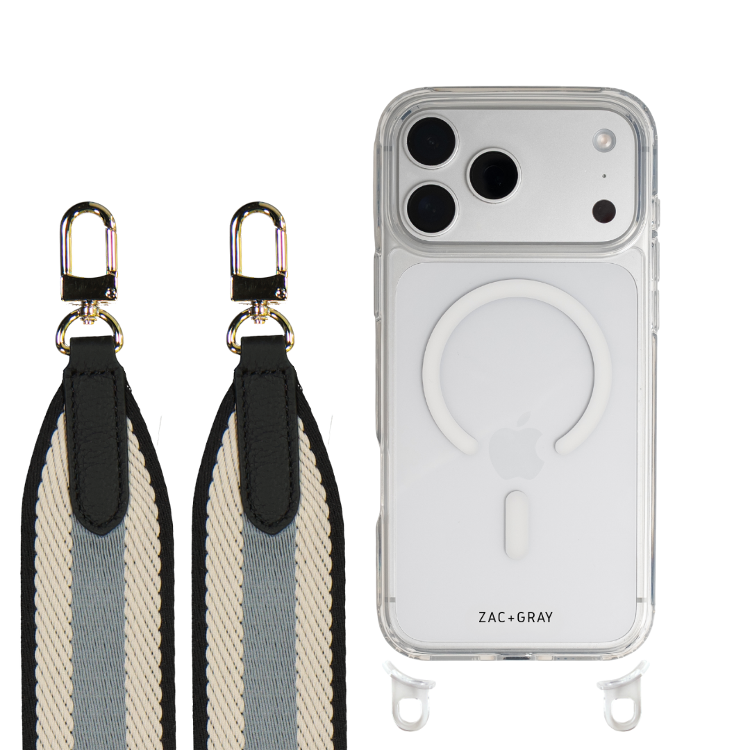 iPhone 17 CRYSTAL CLEAR TRANSPARENT CASE + PATTERNED STRAP