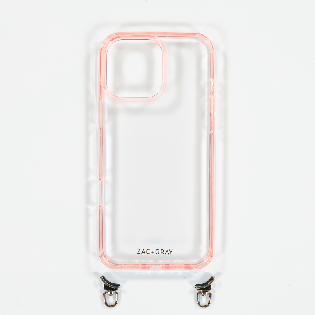 POWDER PINK TRANSPARENT CASE WITH STRAP