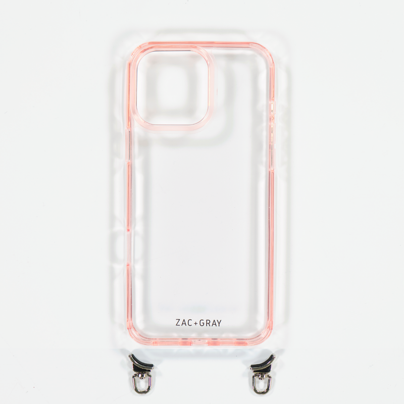 POWDER PINK TRANSPARENT CASE WITH STRAP