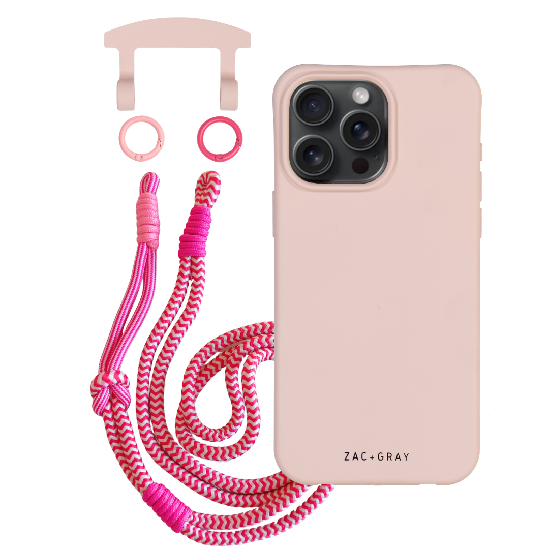 iPhone 6 Plus / 6s Plus / 7 Plus / 8 Plus ROSÉ PINK CASE + KNOTTED CORD