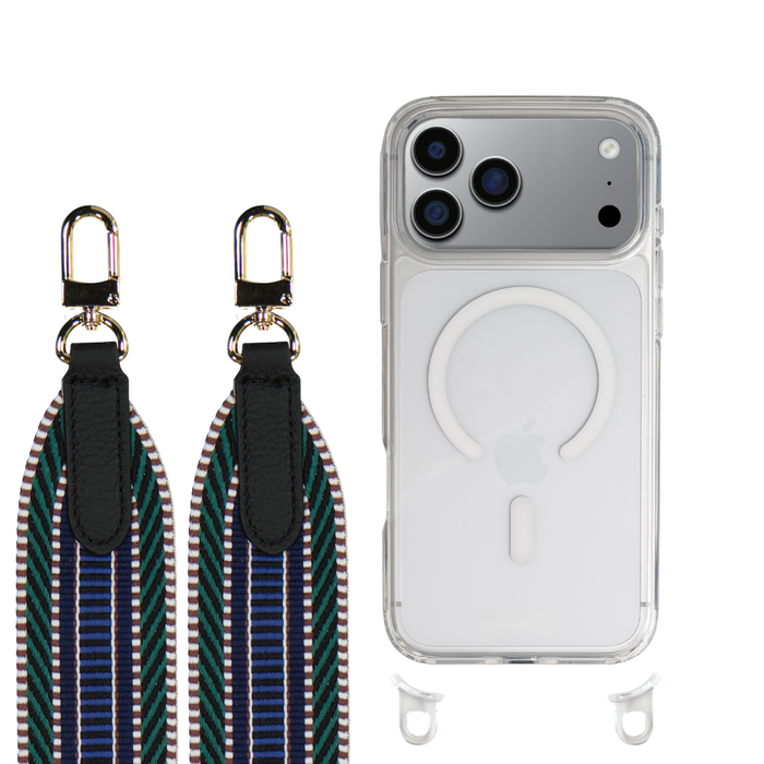 iPhone 17 Pro CRYSTAL CLEAR TRANSPARENT CASE + PATTERNED STRAP