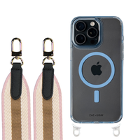 iPhone 16 Pro SKY BLUE TRANSPARENT CASE + PATTERNED STRAP