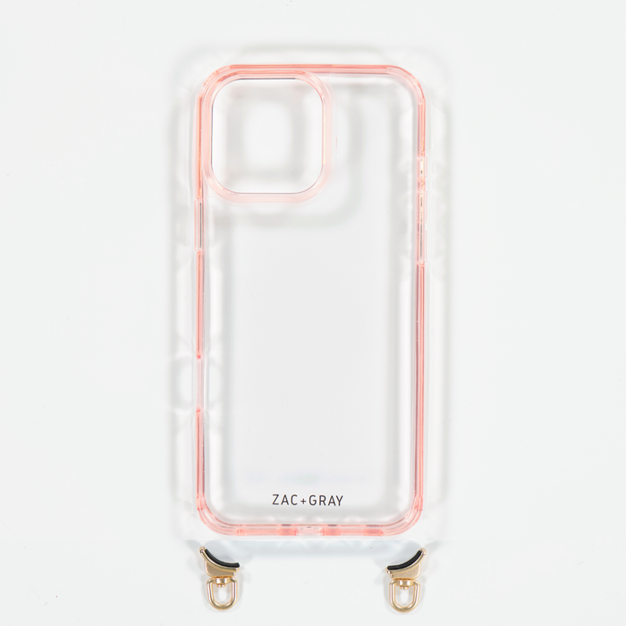 POWDER PINK TRANSPARENT CASE WITH STRAP