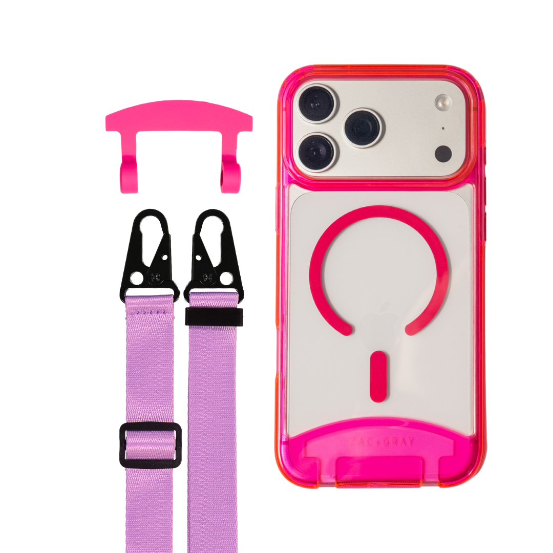 HOT PINK TRANSPARENT CASE + STRAP