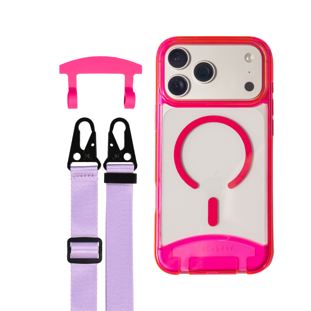 HOT PINK TRANSPARENT CASE + STRAP