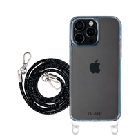 iPhone 15 SKY BLUE TRANSPARENT CASE + CRYSTAL CORD