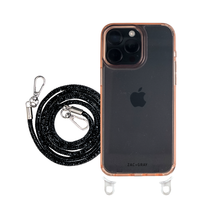 iPhone 16 POWDER PINK TRANSPARENT CASE + CRYSTAL CORD